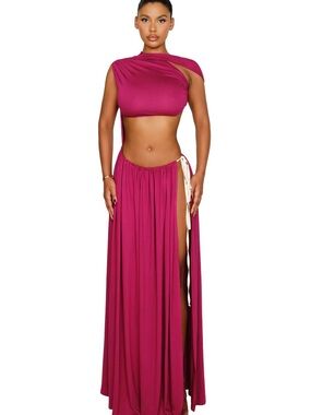Magenta One-Shoulder Cutout Maxi Dress - Women